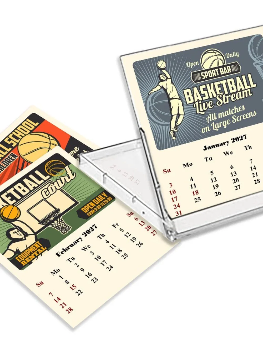 2027 CD-Style Desk Calendar 12 Months Calendar/Planer (Basketball)